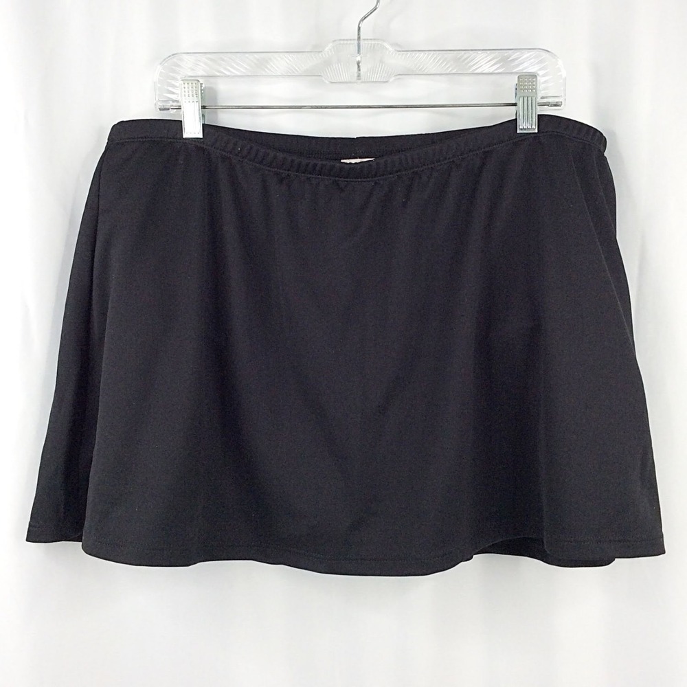 Women's Tummy Control Swim Skirt w/ Panty Liner Plus Size 22W Black Swimsuit